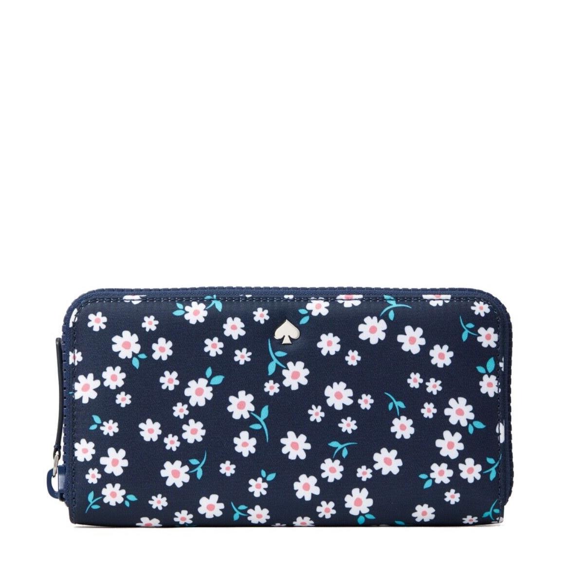 Kate Spade Jae Fleurette Large Nylon Continental Wallet Blue Multi WLR00531