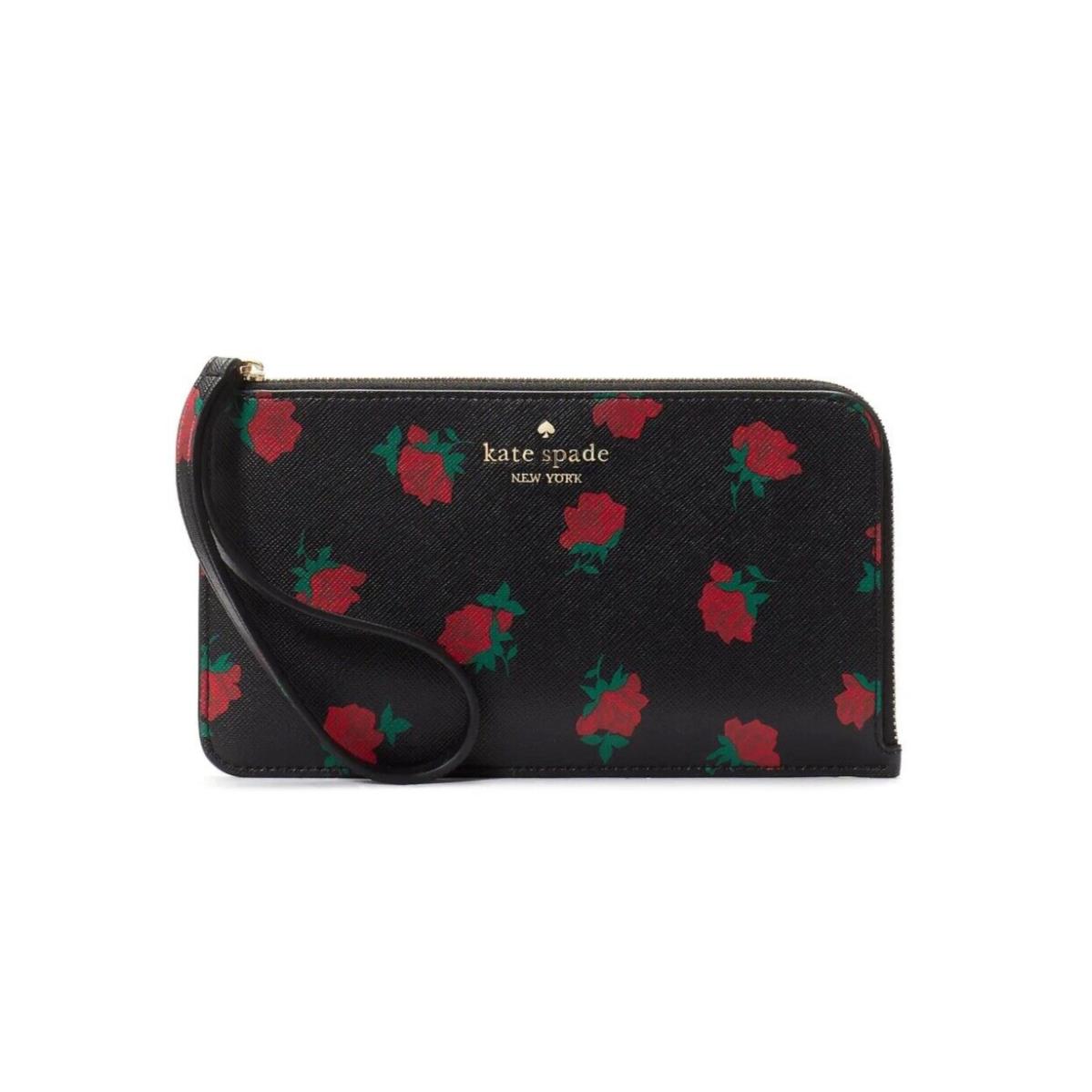 Kate Spade Lucy Ditsy Rose Toss Print Medium L-zip Wristlet Walet KE634