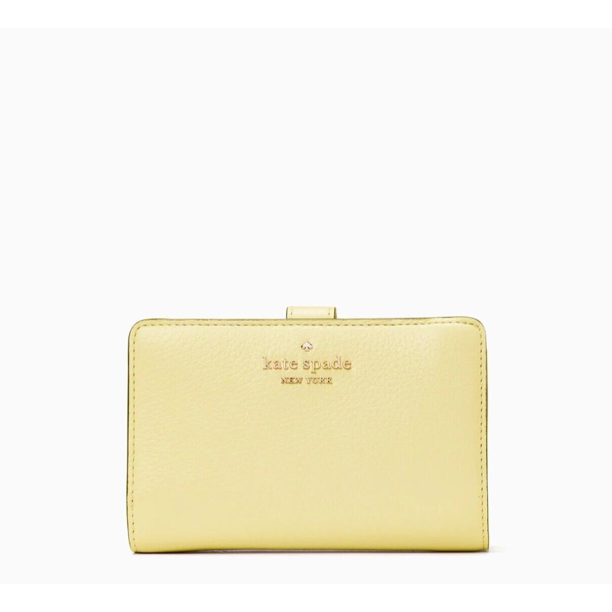 Kate Spade Leila Medium Compact Bifold Leather Wallet Yellow Margarita WLR00394