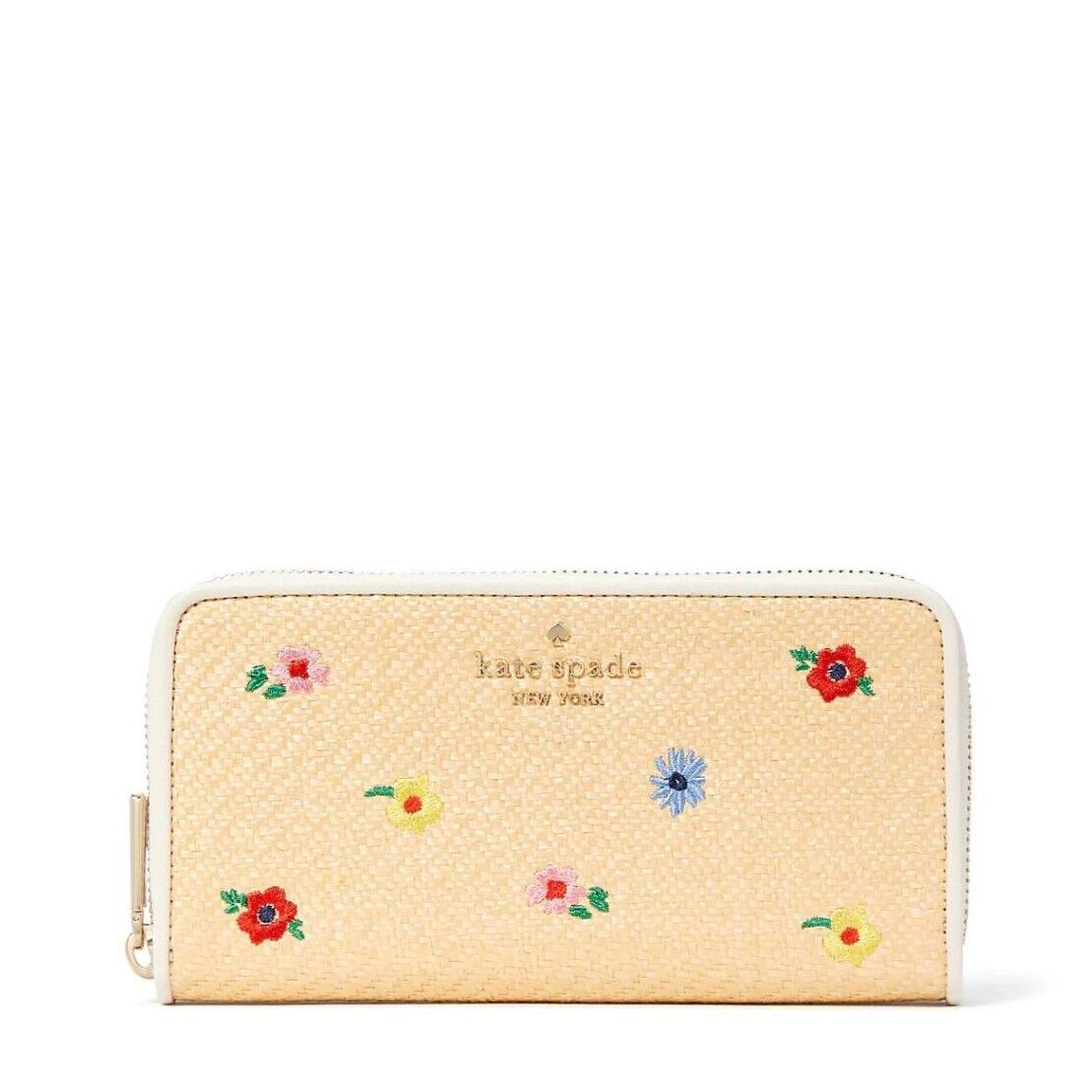 Kate Spade Staci Garden Bouquet Straw Large Continental Wallet Multi KB533