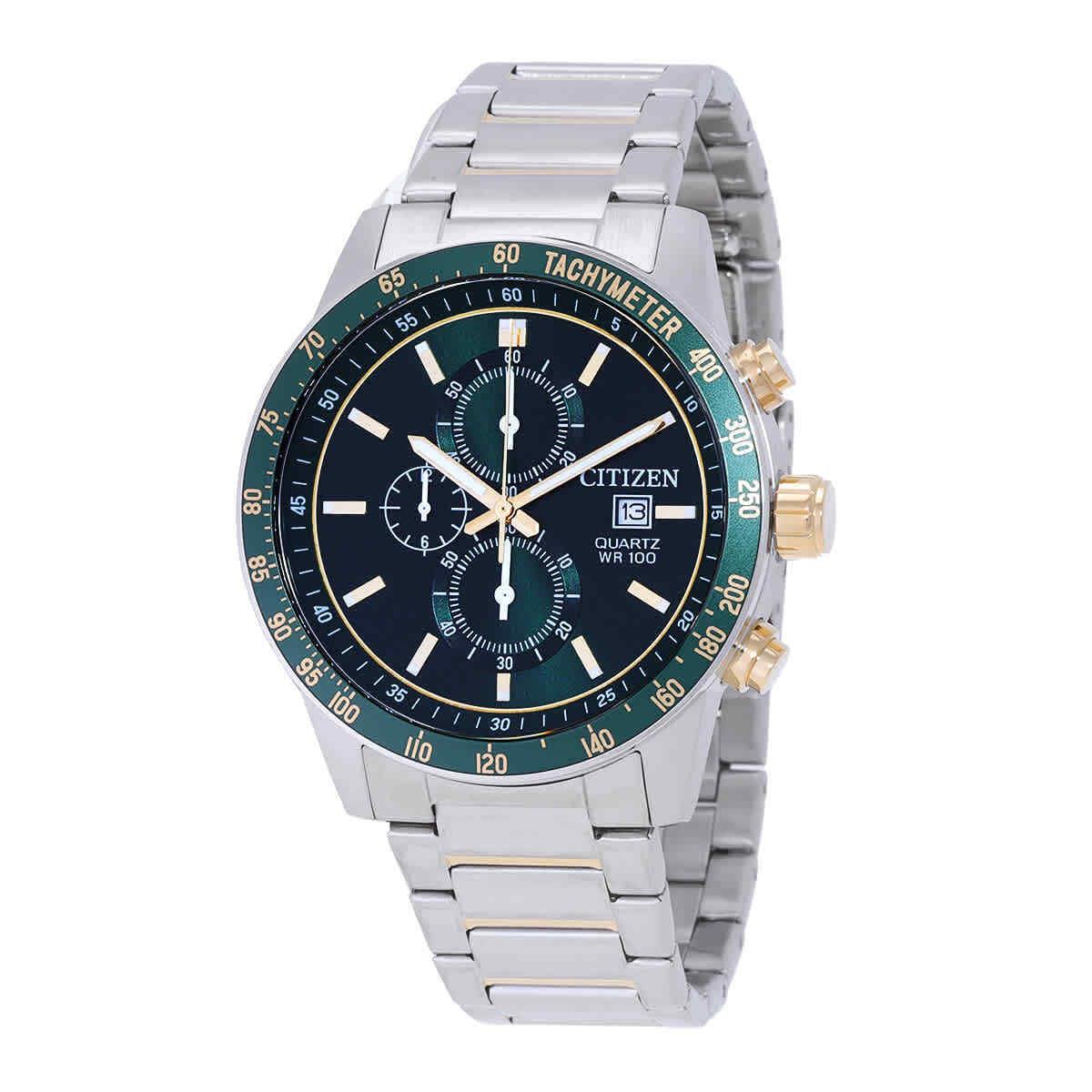 Citizen Chronograph Quartz Green Dial Men`s Watch AN3689-55X