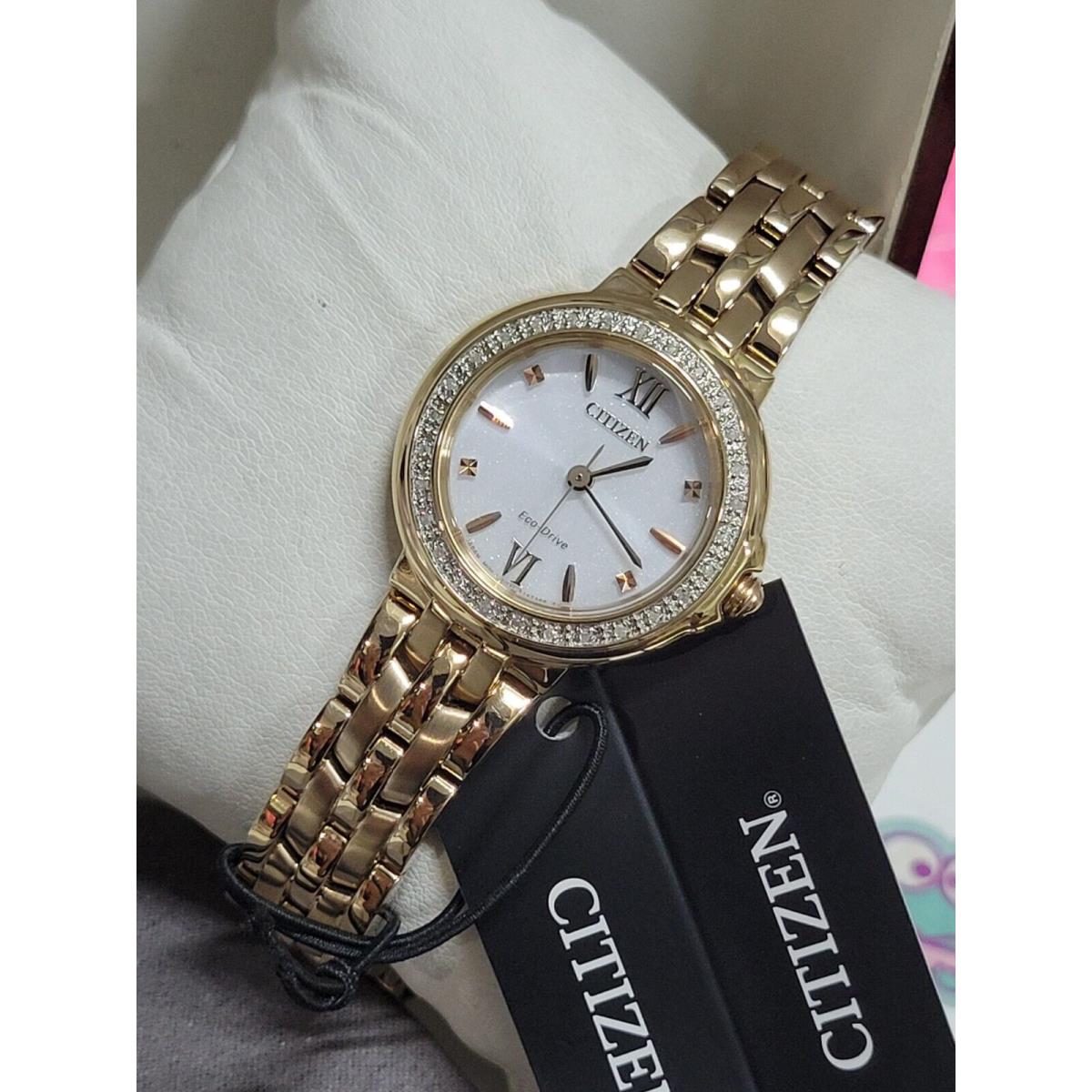 Citizen EM0443-59A `diamond` Stainless Steel Women`s Watch - Rose Gold