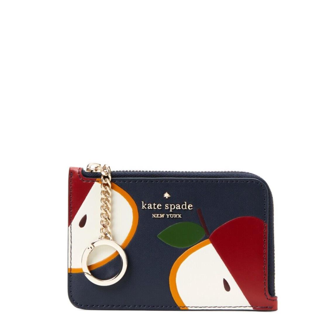 Kate Spade Honeycrisp Apple Medium L Zip Card Holder with Key Ring K8288