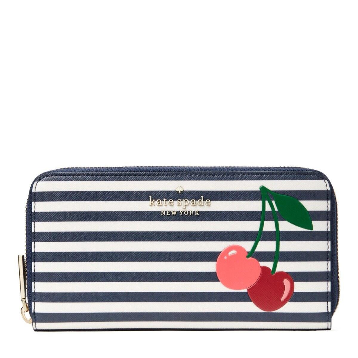 Kate Spade Bing Large Continental Wallet with Cherry Blue Multi K6144