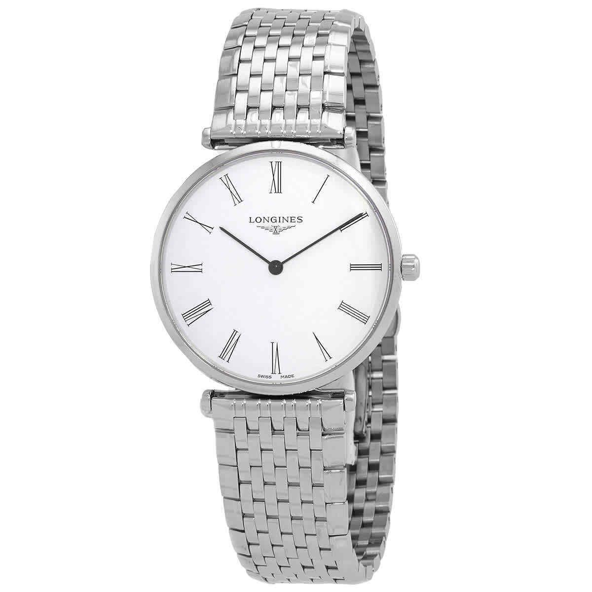 Longines La Grande Quartz White Dial Men`s Watch L4.866.4.11.6 - Dial: White, Band: Silver, Bezel: Silver