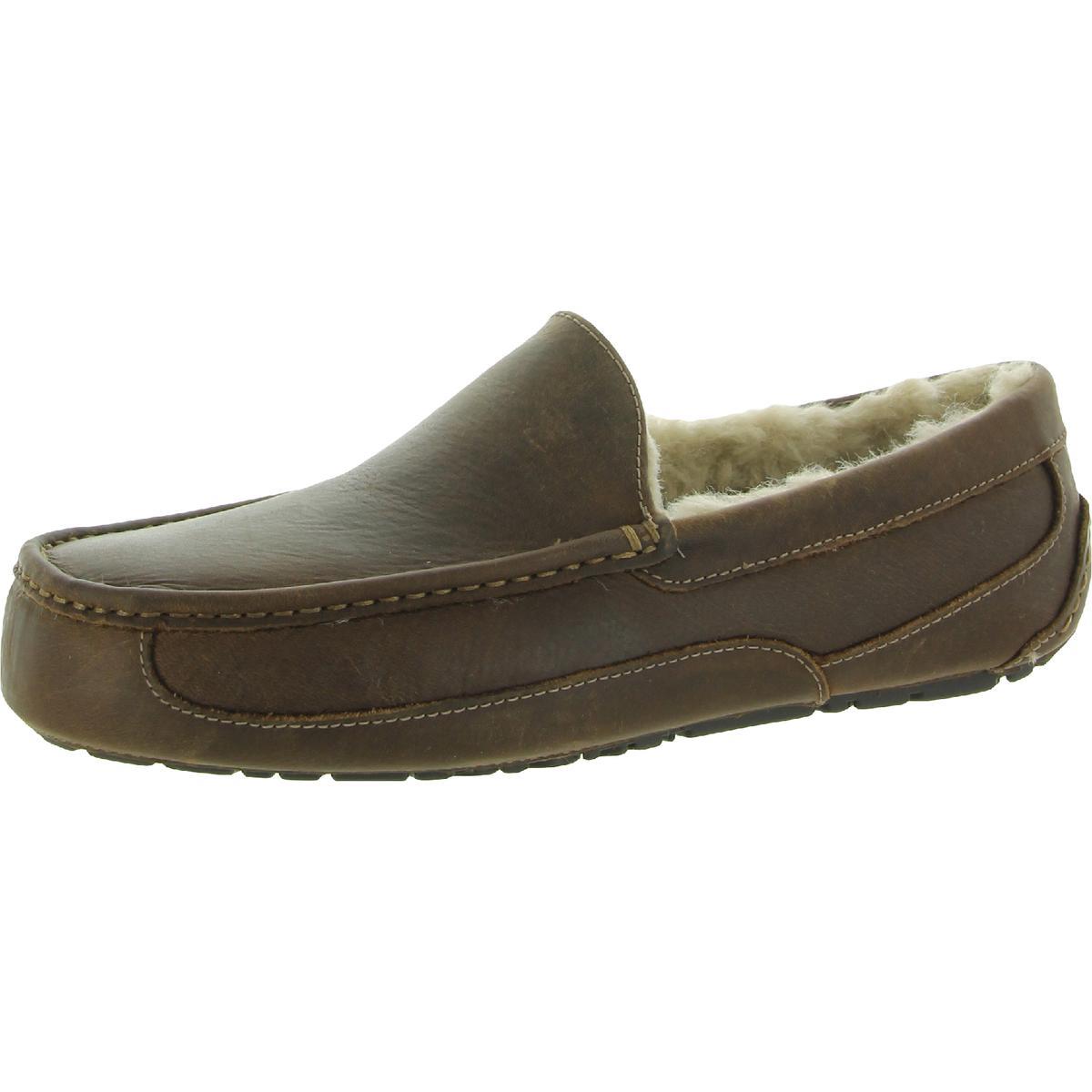 Ugg Mens Ascot Leather Slip On Comfort Loafer Slippers Shoes Bhfo 0515 Tan