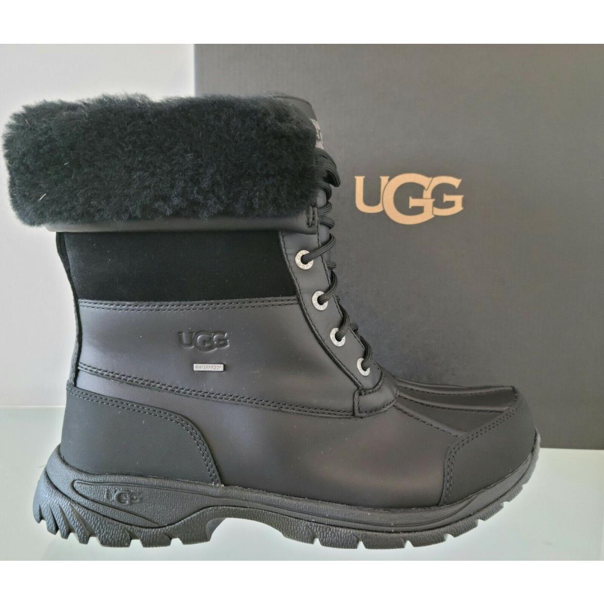 Ugg Classic Men`s Butte Black Winter Leather Boots Waterproof