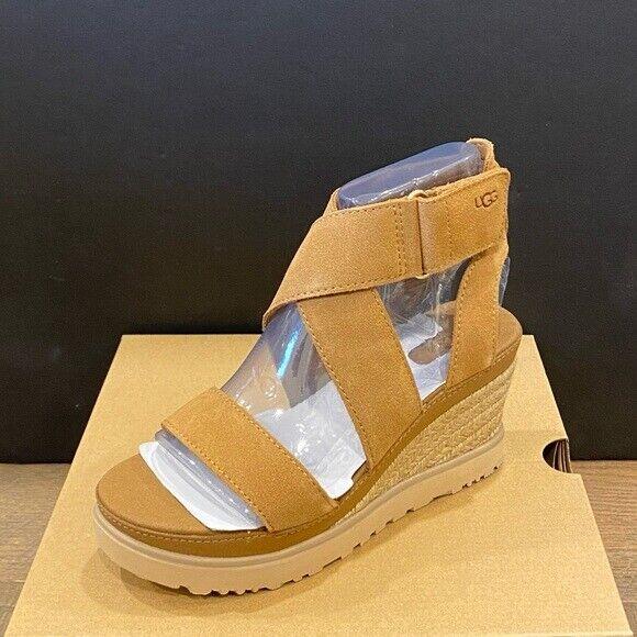 Ugg Ileana Chestnut Espadrille Wedges Sandals Shoes Heels Pumps Multi Size