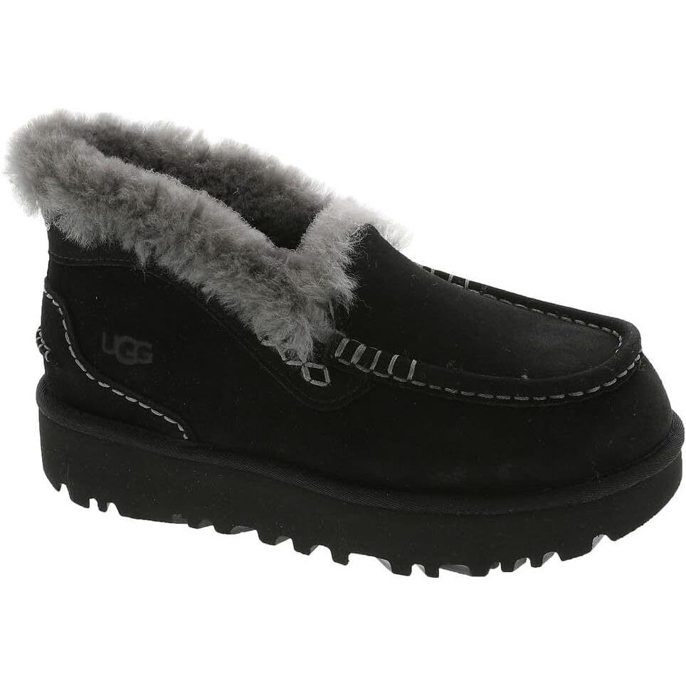 Women`s Shoes Ugg Ansley Parc Suede Platform Moccasins 1158250 Black - Black