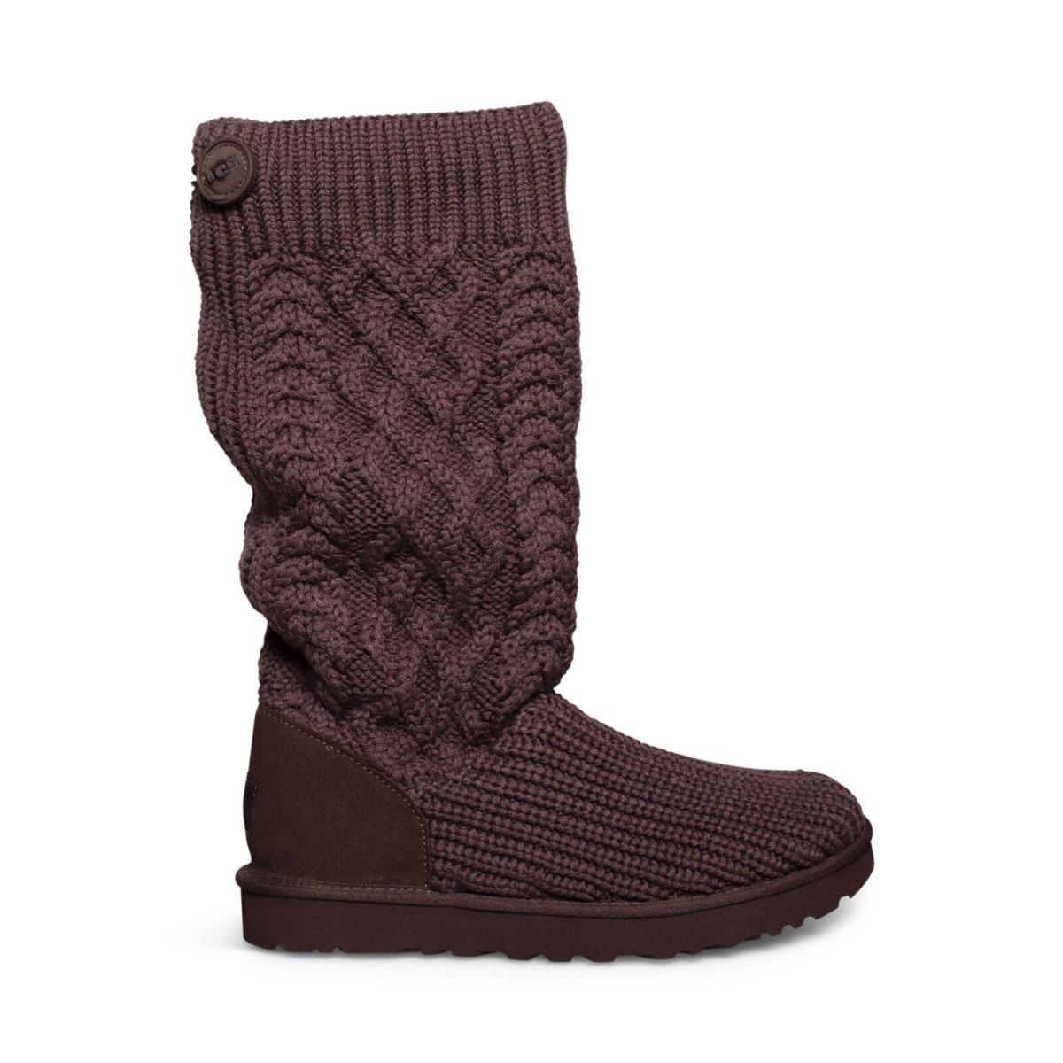 Ugg Classic Cardi Cabled Knit Burnt Cedar Tall Zip Women`s Boots Size US 12