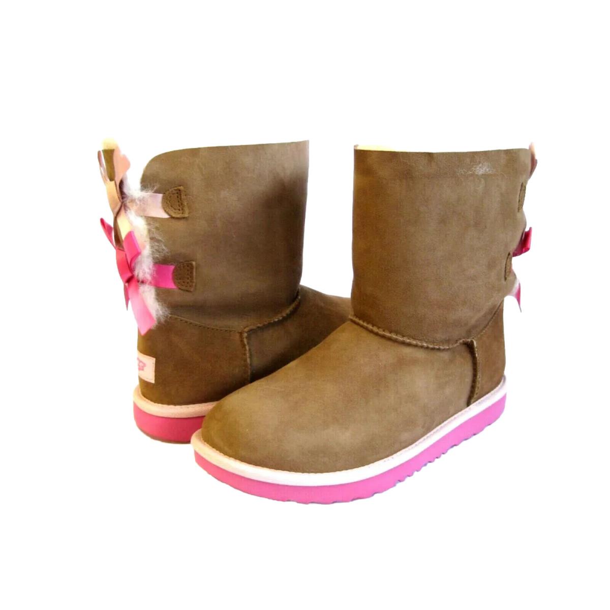 Ugg Bailey Bow II Women Boots Chestnut Pink Azalea US Kid 5 / Women True 7