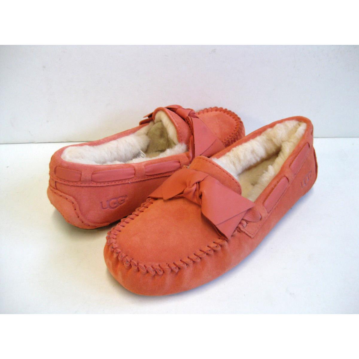 Ugg Dakota Leather Bow Women Slipper Suede Coral US 6 /uk 4.5 /eu 37 /jp 23