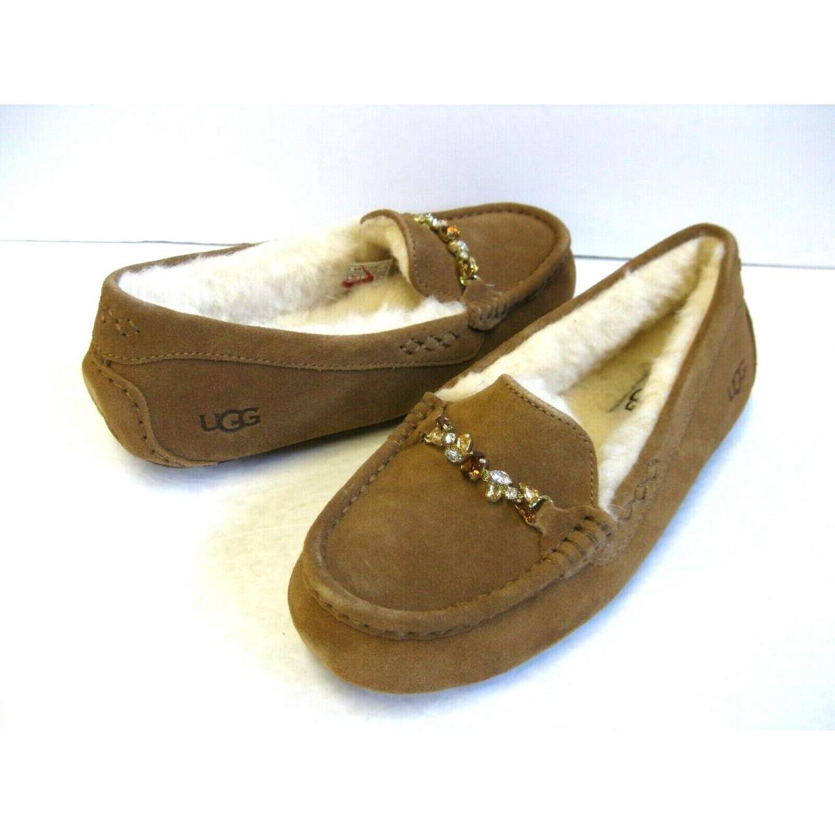 Ugg Ansley Charm Gem Women Slipper Suede Chestnut US 6 /uk 4 /eu 37 /jp 23