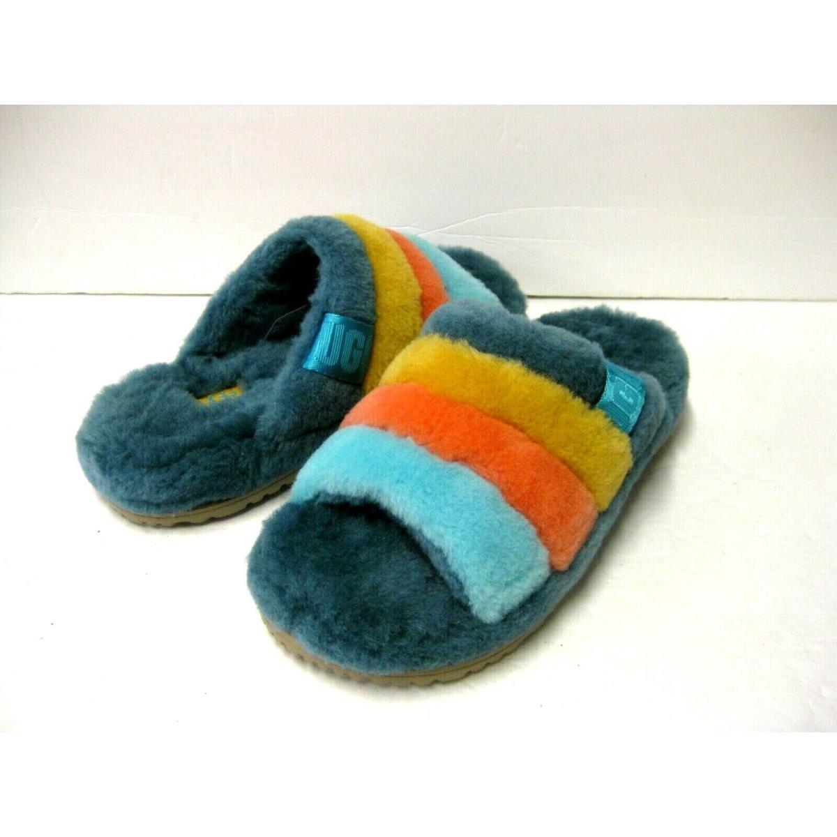 Ugg Fluff You All Gender Slipper Marina Blue / Multi US Men 6 / Women 8