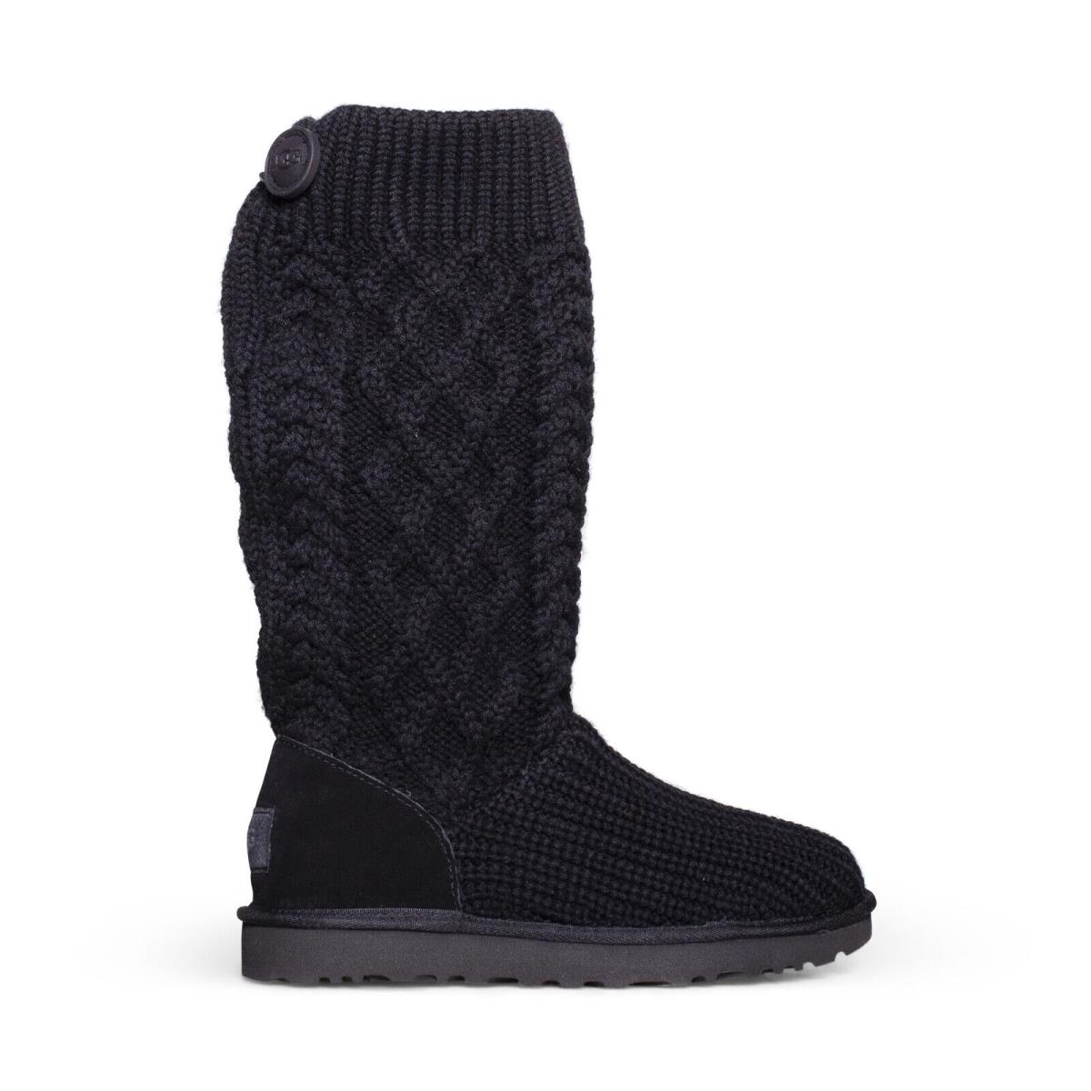 Ugg Classic Cardi Cabled Knit Black Tall Zip Women`s Boots Size US 7/UK 5