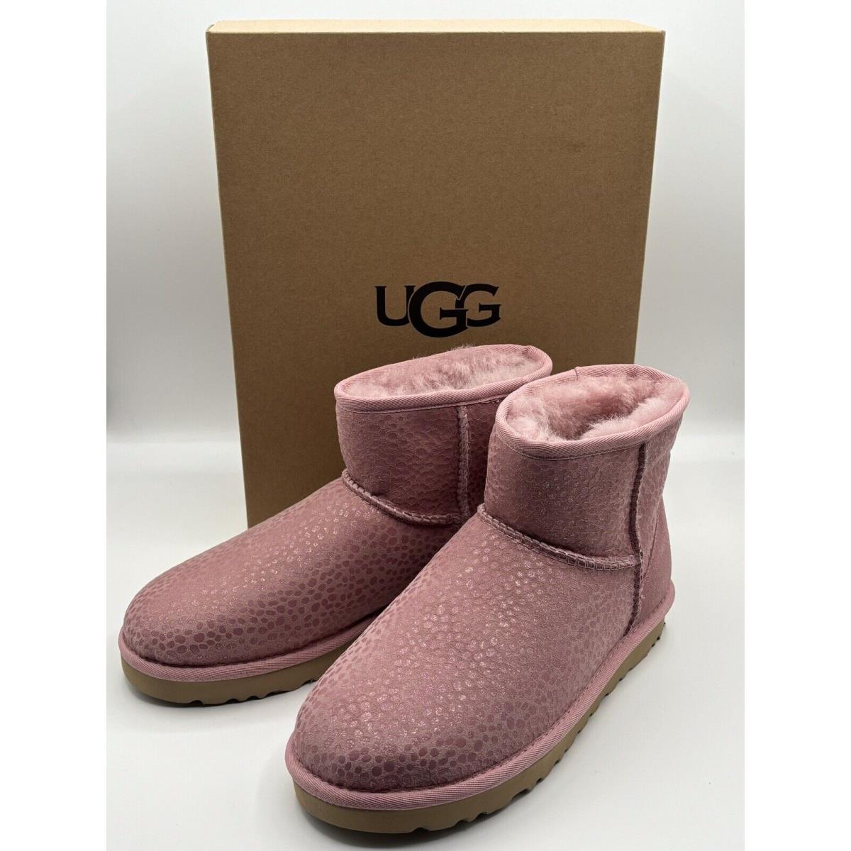 Ugg Classic Mini Sparkle Spots Boots Womens Size 7 Shell Pink 1120893 W/ Box