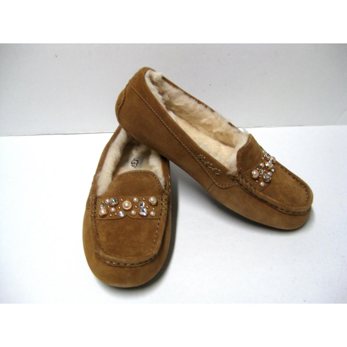 Ugg Ansley Bow Brilliant Women Slipper Suede Chestnut US 12 /uk 10.5 /eu 43