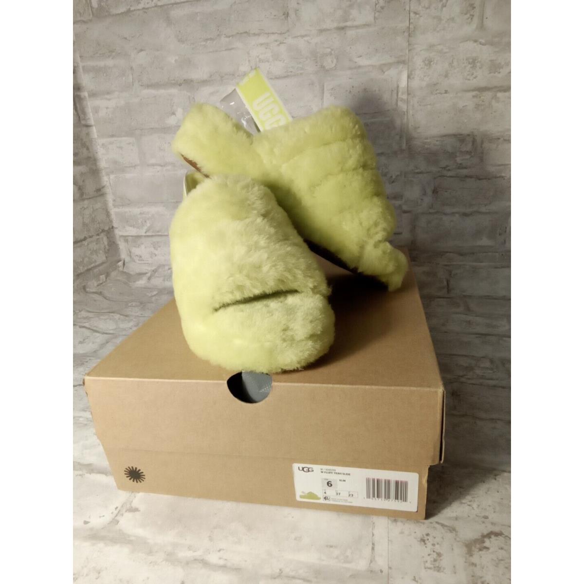 Ugg Women`s Fluff Yeah Slide Sandals and Size 6 Lime