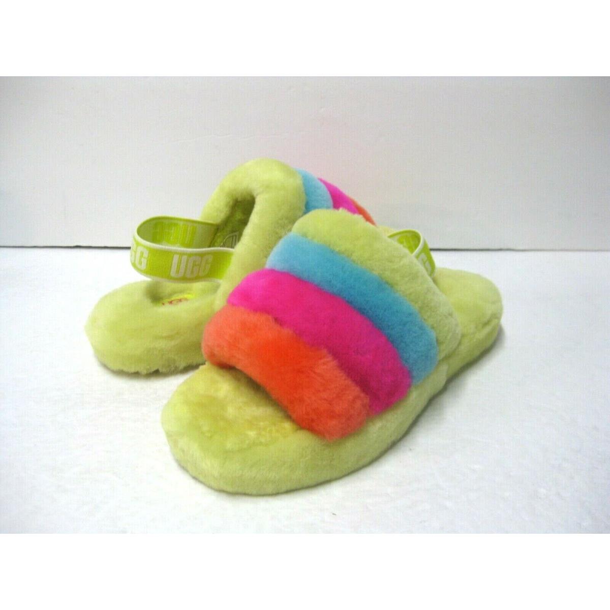 Ugg Fluff Yeah Slide Kid/ Women Sandal Neon Rainbow US Kid 4 / Women 6