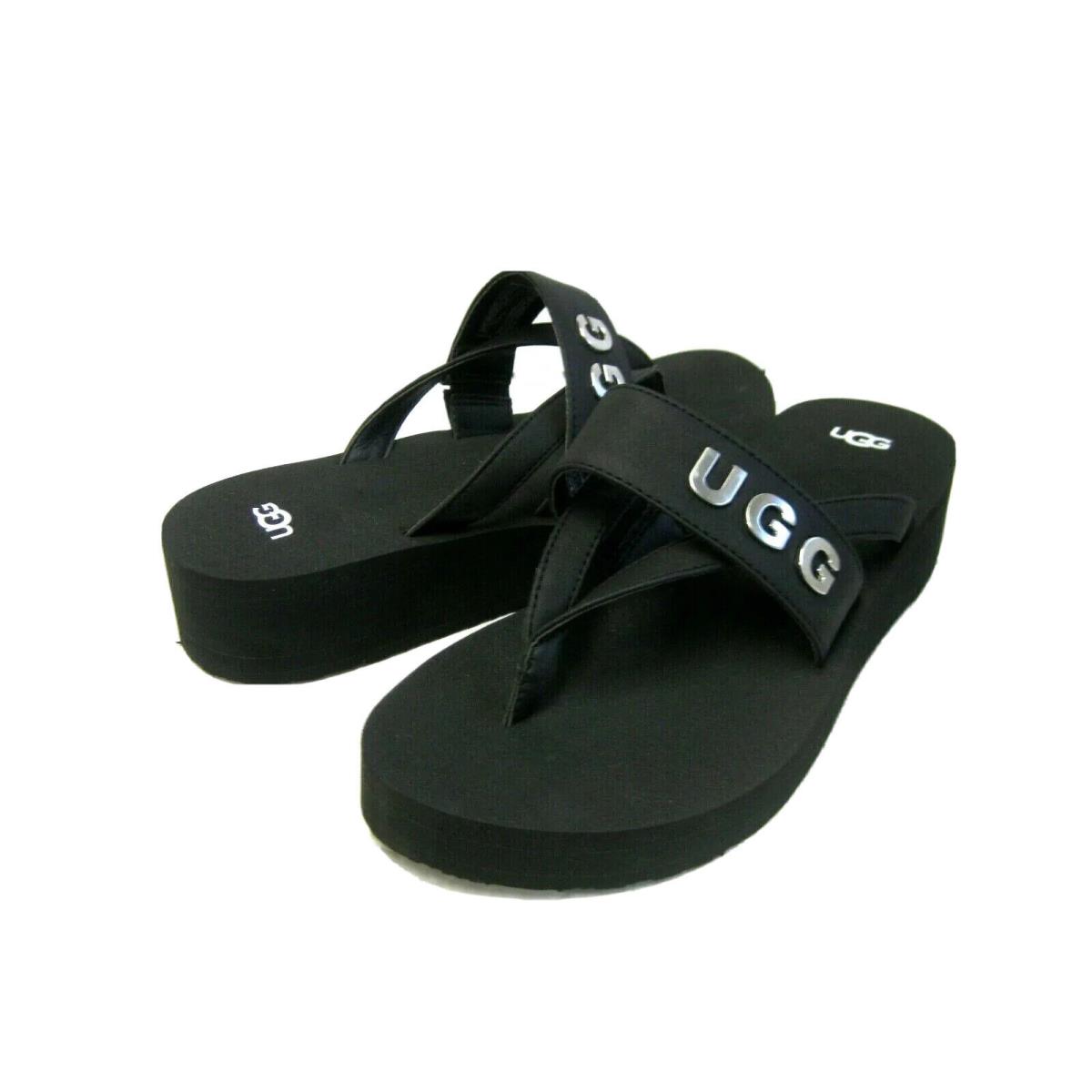 Ugg Luna Logo Charm Women Flip Flops Black US 9 /uk 7 /eu 40