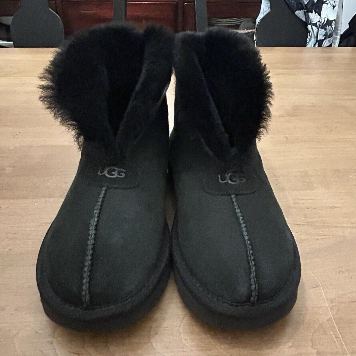 Ugg Mate Revival Black Shearling Lined Mocassin Shoe Slipper Fold Short US 6