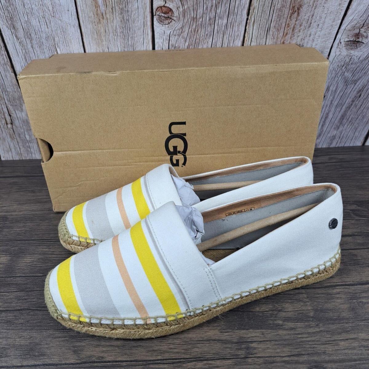 Ugg Renada Stripe Women`s Sz 9 M Slip On Espadrille Loafer White Multi