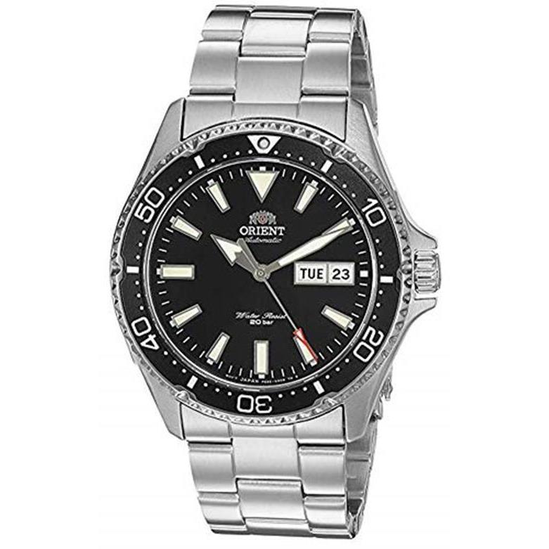 Orient Men`s Kamasu Automatic Diving Watch with Sapphire Assorted Colors black - metal bracelet