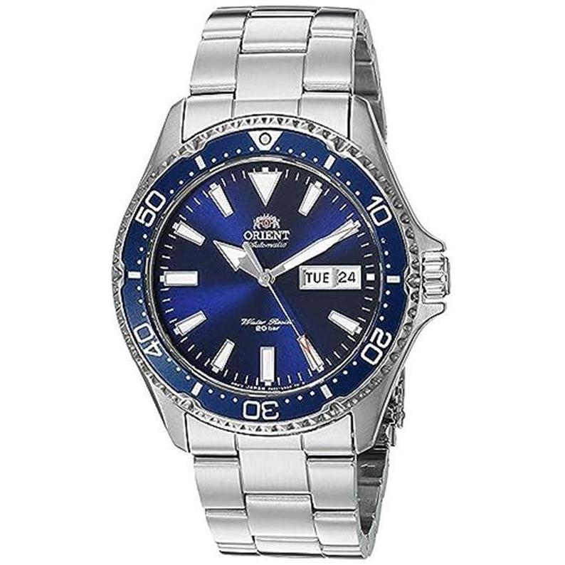 Orient Men`s Kamasu Automatic Diving Watch with Sapphire Assorted Colors blue - metal bracelet