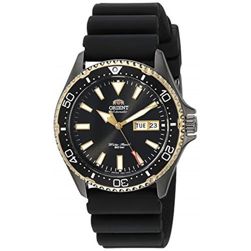 Orient Men`s Kamasu Automatic Diving Watch with Sapphire Assorted Colors two-tone black/gold - rubber strap