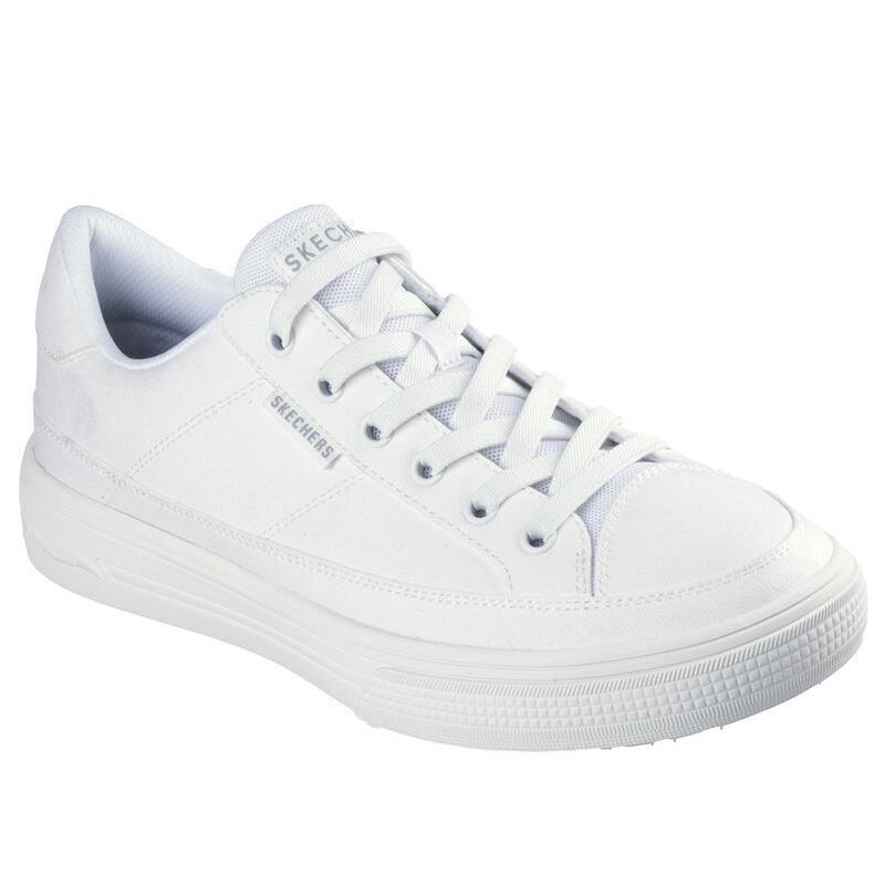 Mens Skechers Arch Fit Arcade - Meet YA There White Canvas Shoes