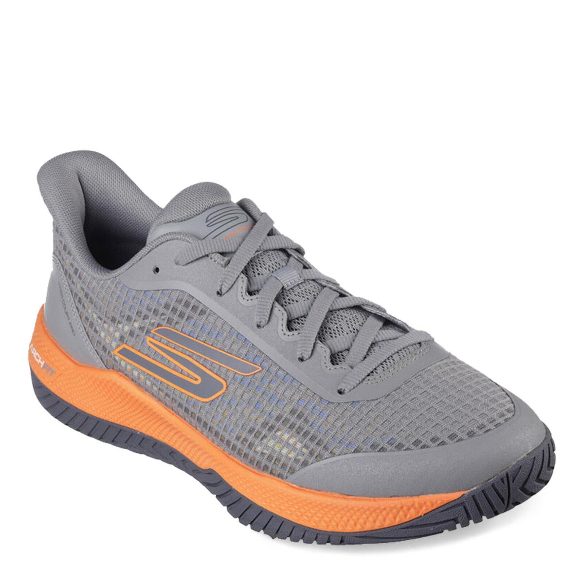 Men`s Skechers Viper Court Pro - Pickleball Shoe 246069- Gyor Grey/orange Fabri - GREY/ORANGE