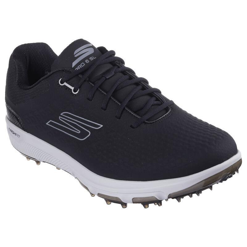 Mens Skechers GO Golf Pro 6 SL Black Gray Waterproof Shoes