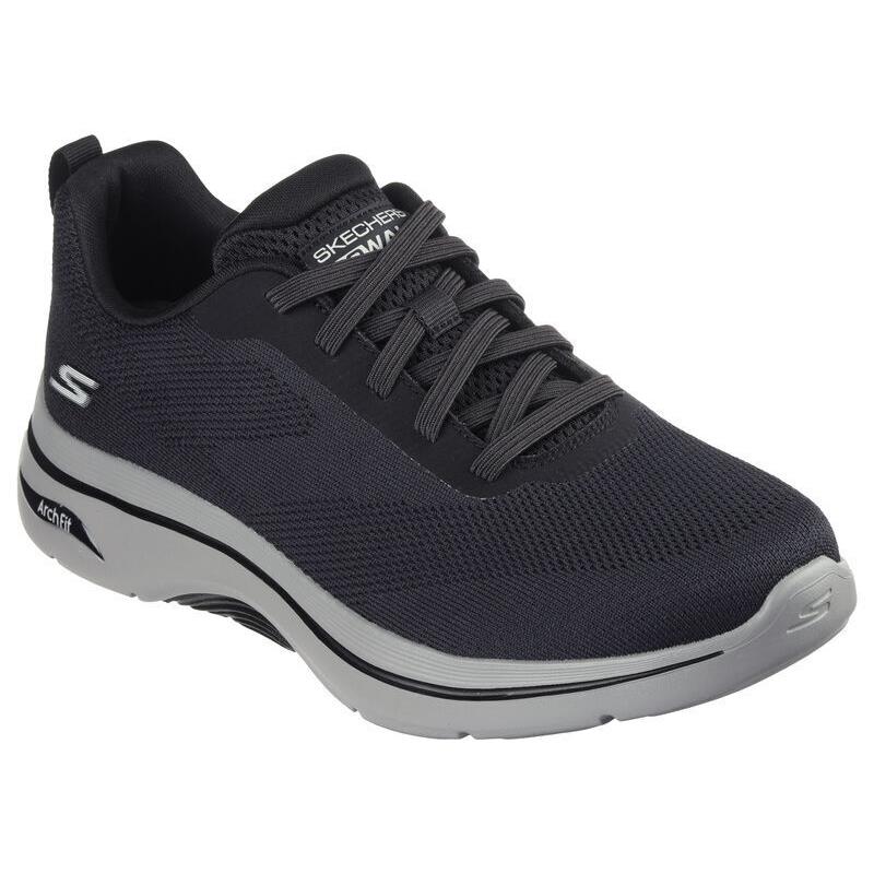 Mens Skechers GO Walk Arch Fit 2.0 Black Gray Mesh Shoes