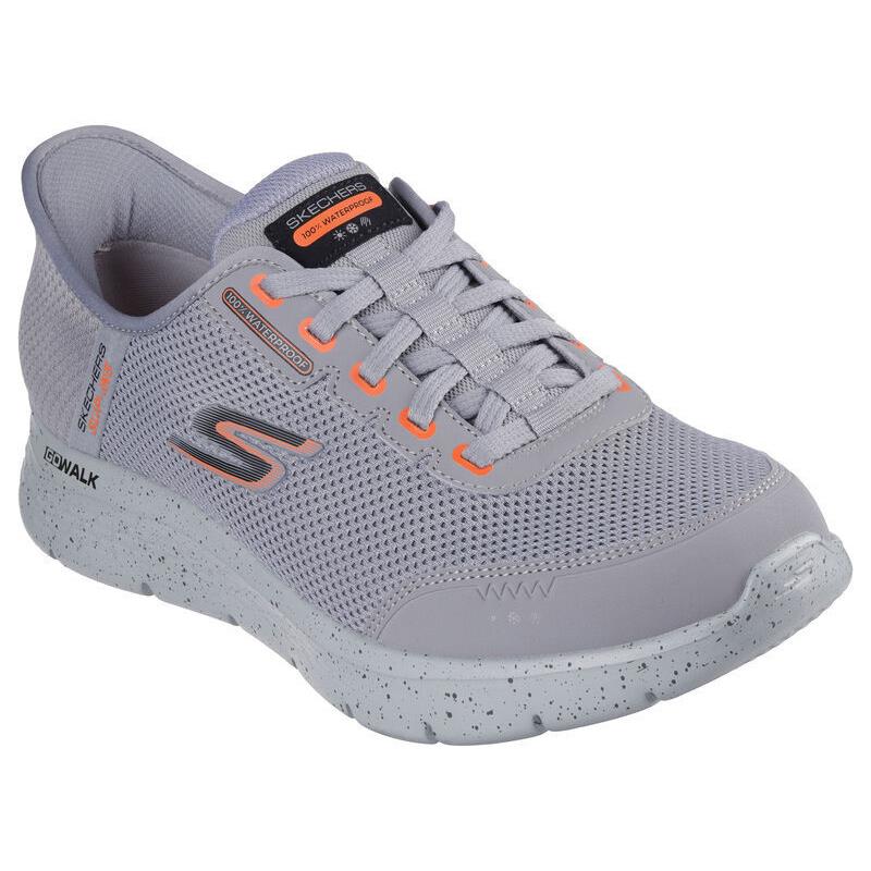 Mens Skechers Slip-ins: GO Walk Flex - Waterproof Gray Mesh Shoes - Gray