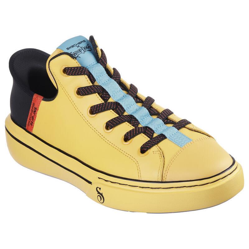 Mens Skechers Premium Slip-ins Snoop One - OG Yellow Black Leather Shoes - Yellow