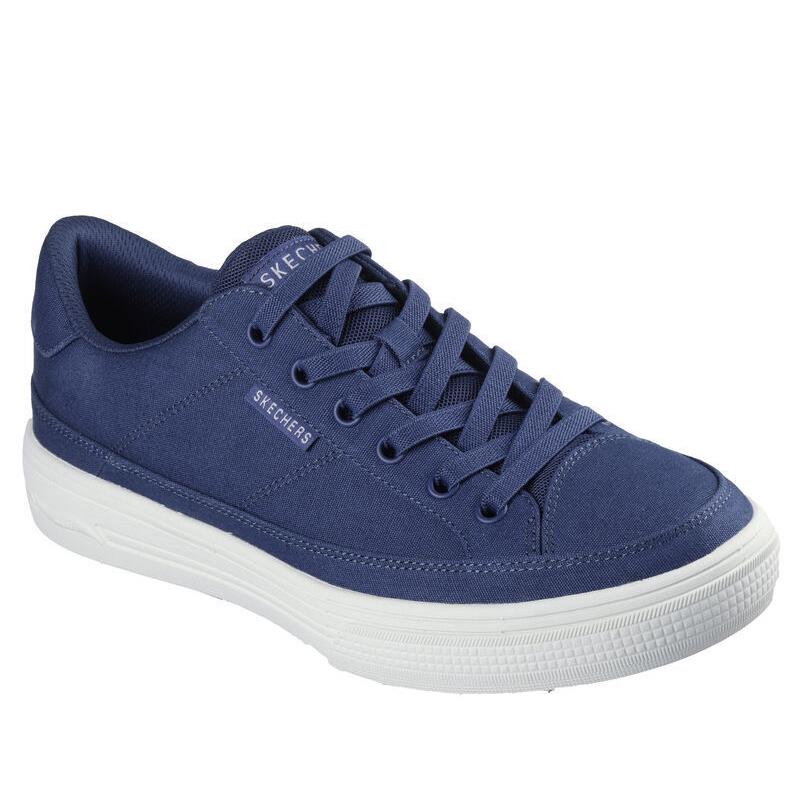 Mens Skechers Arch Fit Arcade - Meet YA There Navy Canvas Shoes