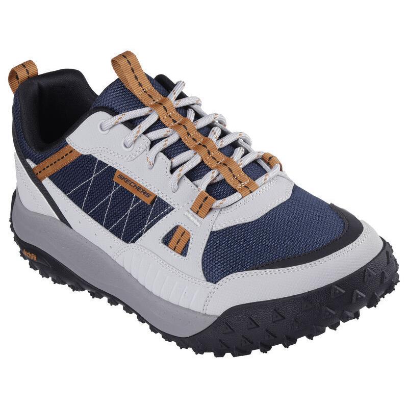 Mens Skechers Arch Fit Swift Trail Gray Yellow Leather Shoes