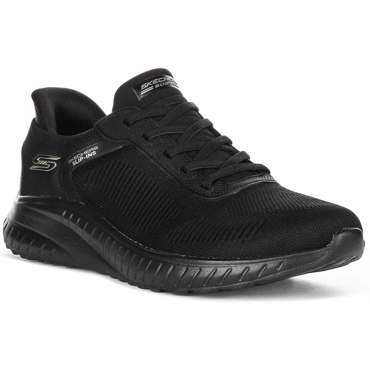 Skechers Bobs Sport Squad Knit Heel Pillow Womeans Sneakers Black US 5-11 BLACK BLACK