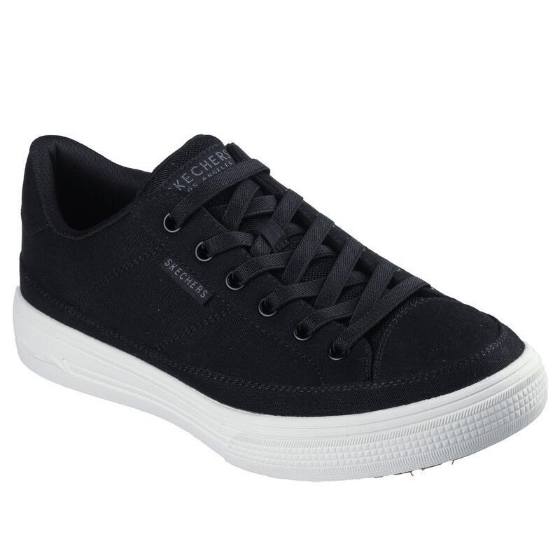 Mens Skechers Arch Fit Arcade - Meet YA There Black Canvas Shoes