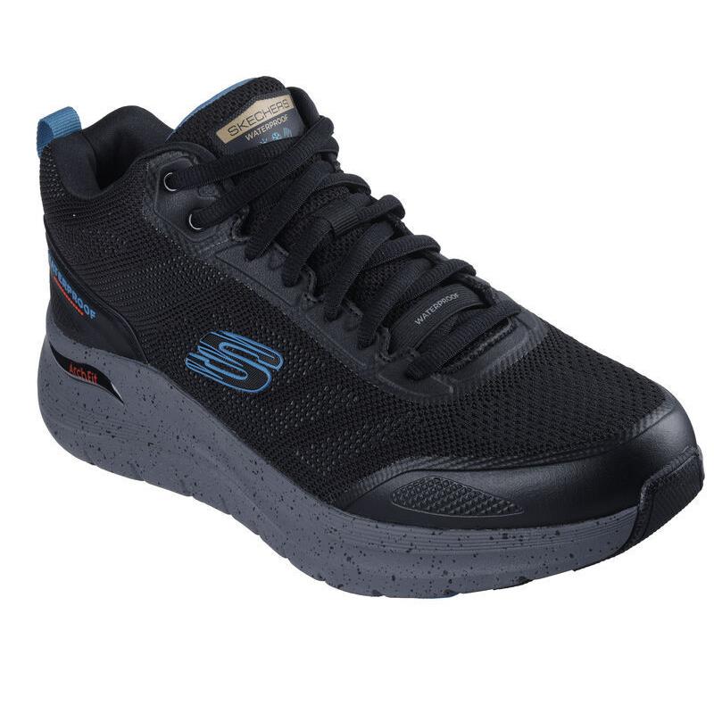 Mens Skechers Arch Fit 2.0 Draske Black Charcoal Blue Mesh Shoes