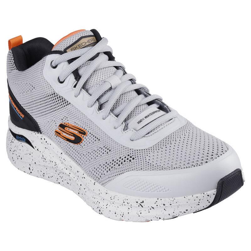 Mens Skechers Arch Fit 2.0 Draske Gray Orange Mesh Shoes - Gray