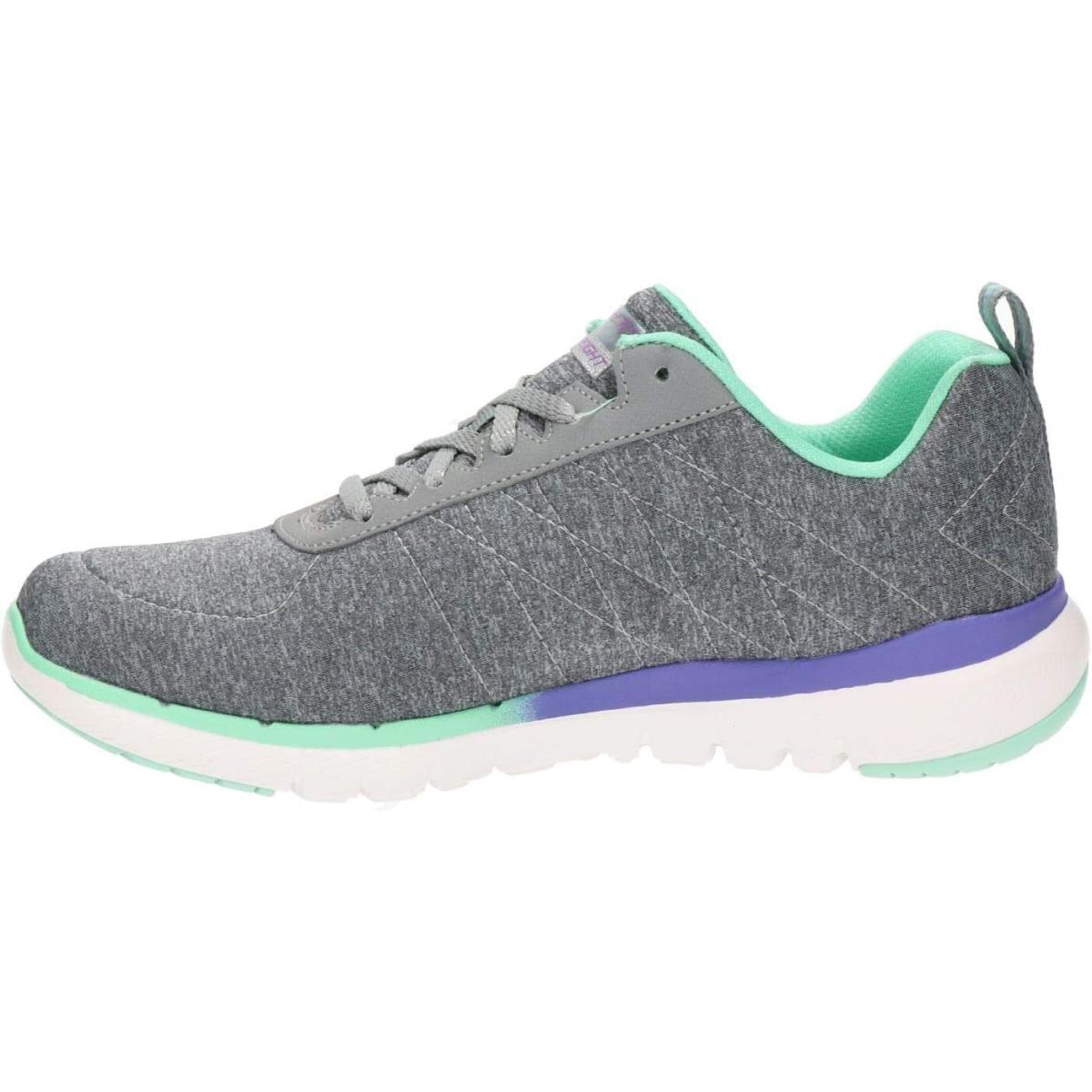 Skechers Women`s Flex Appeal 3.0 Trainers Grey Gray Mesh Purple Green Trim