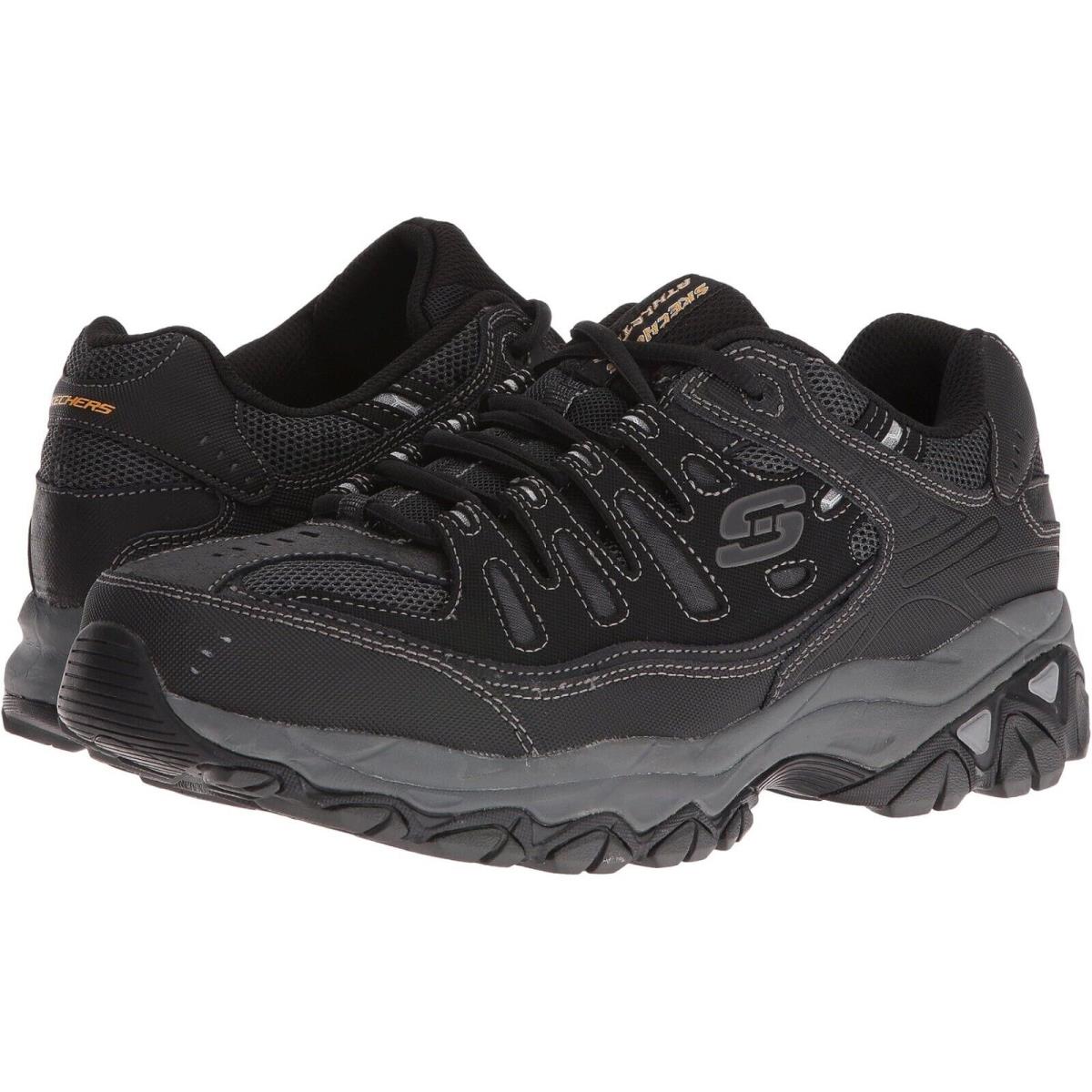 Skechers Z59115 Mens Black After Burn Lace Up Memory Foam Sneakers Size 11.5 XW - Black