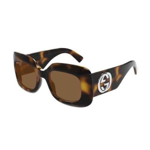 Gucci GG1695S 002 Havana/brown Oversize Rectangular Women`s Sunglasses