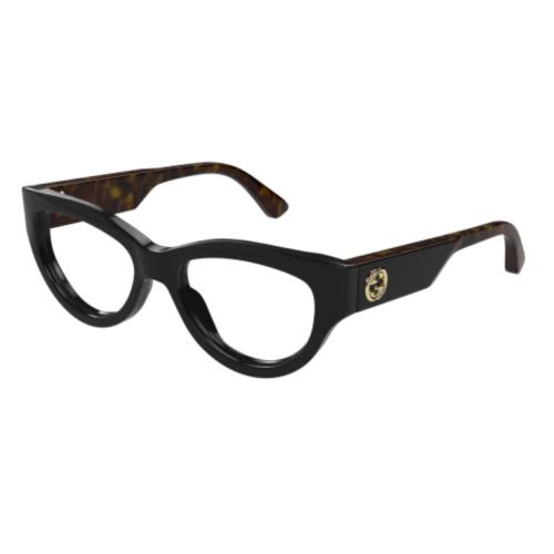 Gucci GG1665O 005 Black/havana Cat Eye Women`s Eyeglasses