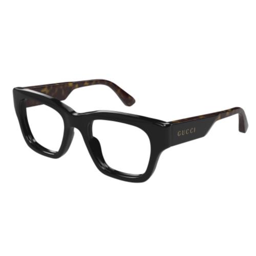 Gucci GG1669O 005 Black/havana Square Men`s Eyeglasses