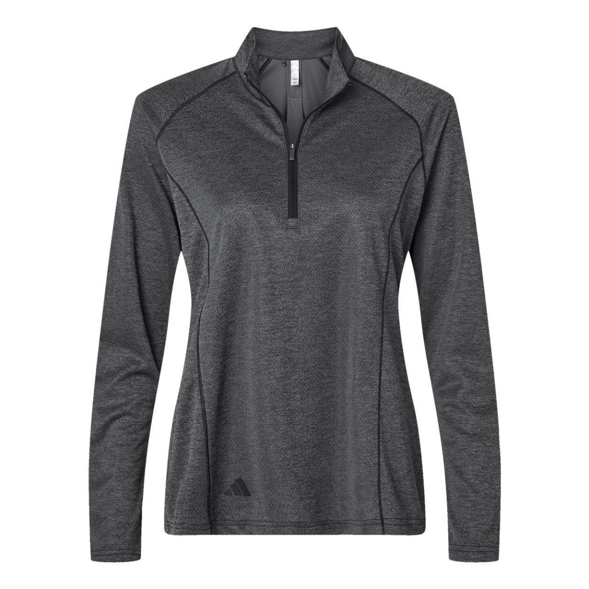 Adidas Women`s XS-3XL Space Dyed Quarter-zip Pullover Athletic Sports Jacket - Black, Navy, Grey, Main: Black Melange