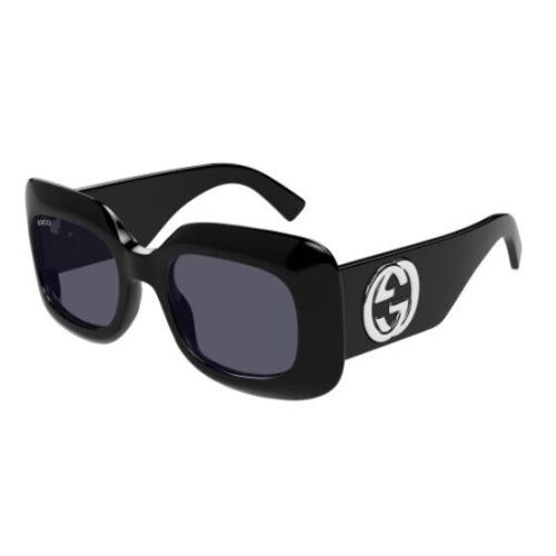 Gucci GG1695S 001 Black/grey Oversize Rectangular Women`s Sunglasses