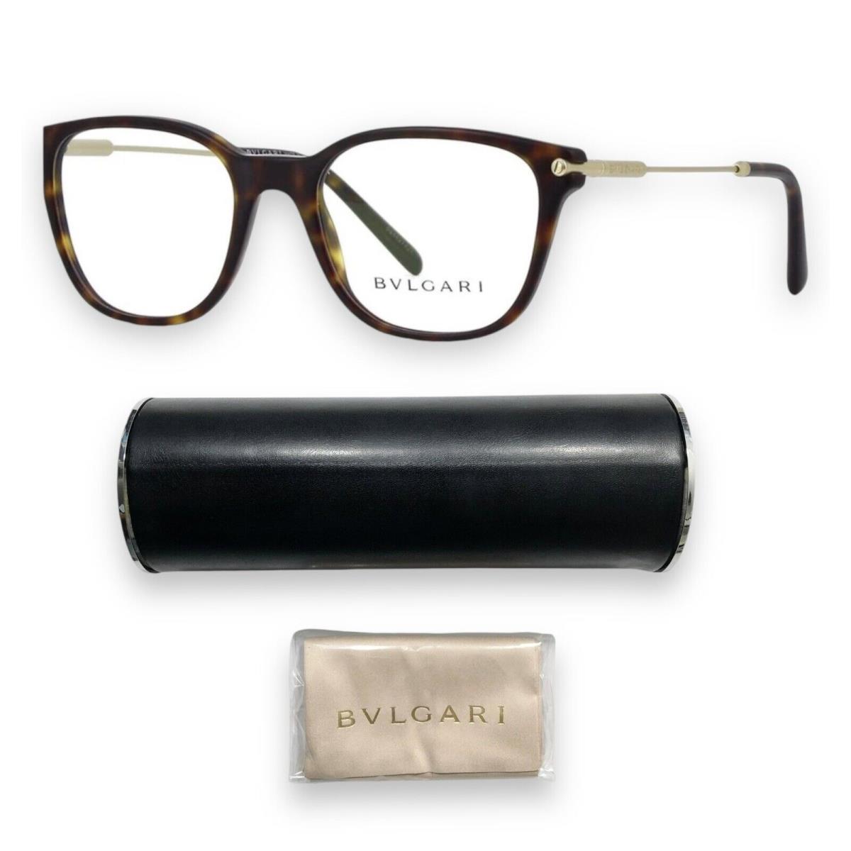 Bvlgari BV 3032 504 Women Brown Tortoise / Matte Gold Eyeglasses Frame 52-19mm