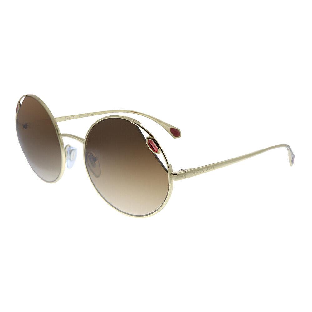 Bvlgari BV 6159 278/13 Pale Gold Metal Round Sunglasses Brown Gradient Lens